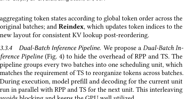 Sequential pipeline vs Dual-Batch pipeline,overhead完全隐藏